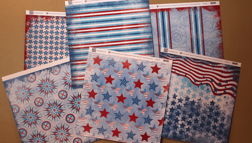 Americana-inspired scrapbook pages show patterns
